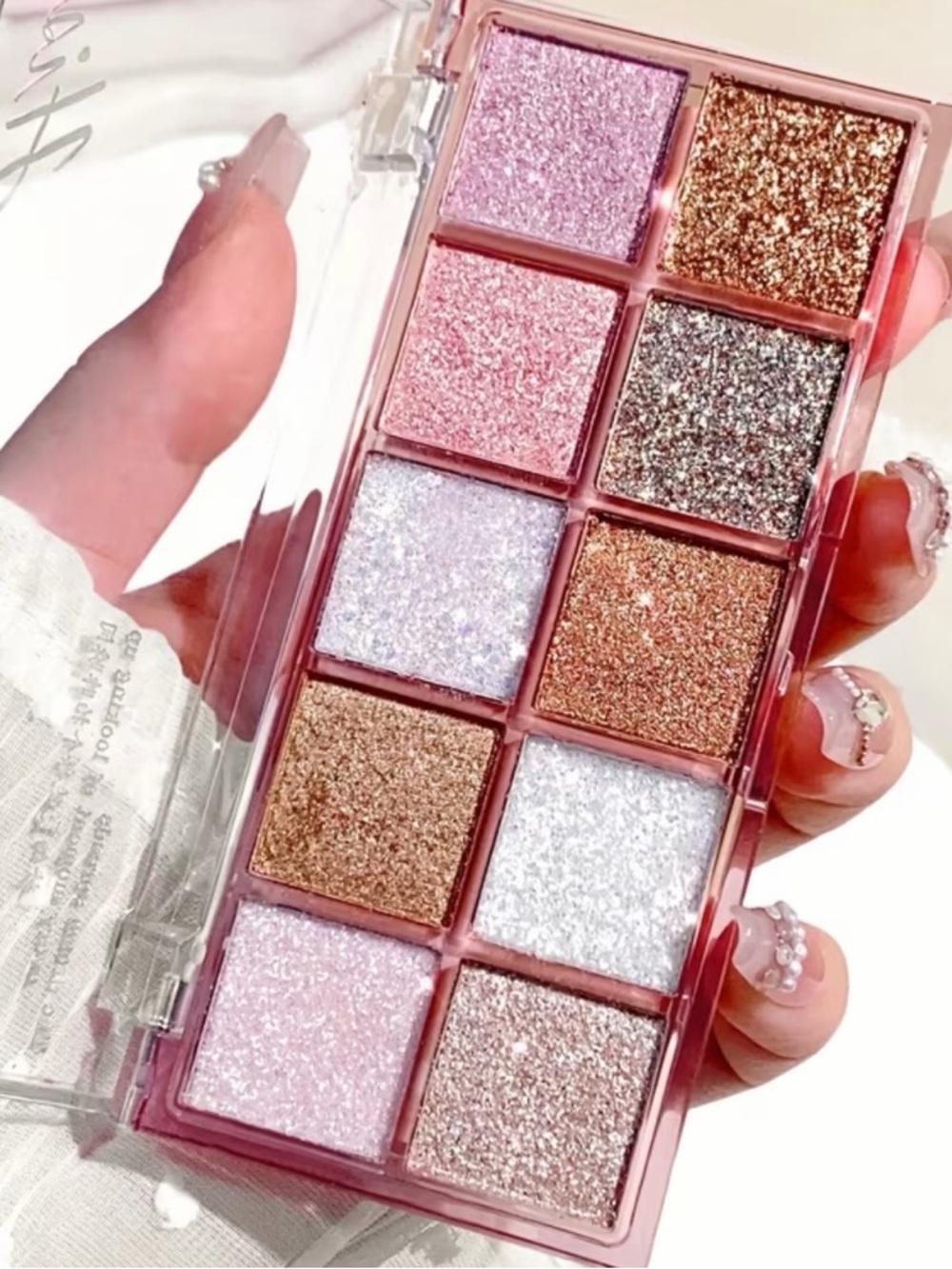 Shimmer Luxe Eyeshadow Palette - Pink & Rose Gold Sparkle